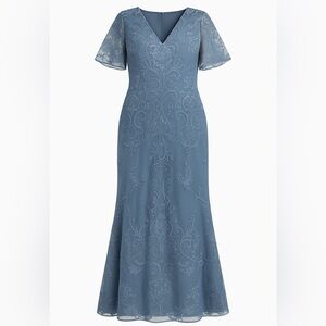 JJs House Dusty Blue Tea-Length Formal Dress - Size 12 - Worn Once